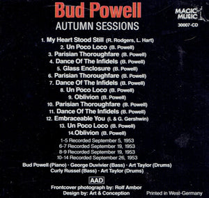 Bud Powell- Autumn Sessions
