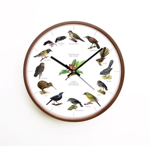 New Zealand Bird Song Clock-DARK WOOD FRAME